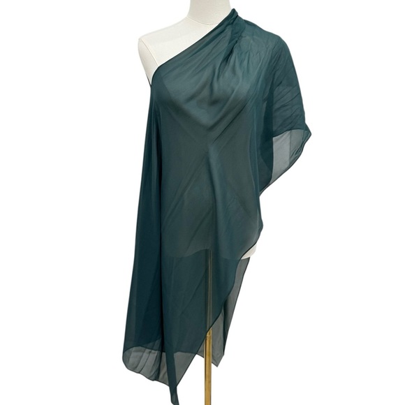 Eileen Fisher Pine Sheer Silk Georgette Chiffon Wrap One Size $138 NWT Green - Picture 9 of 15